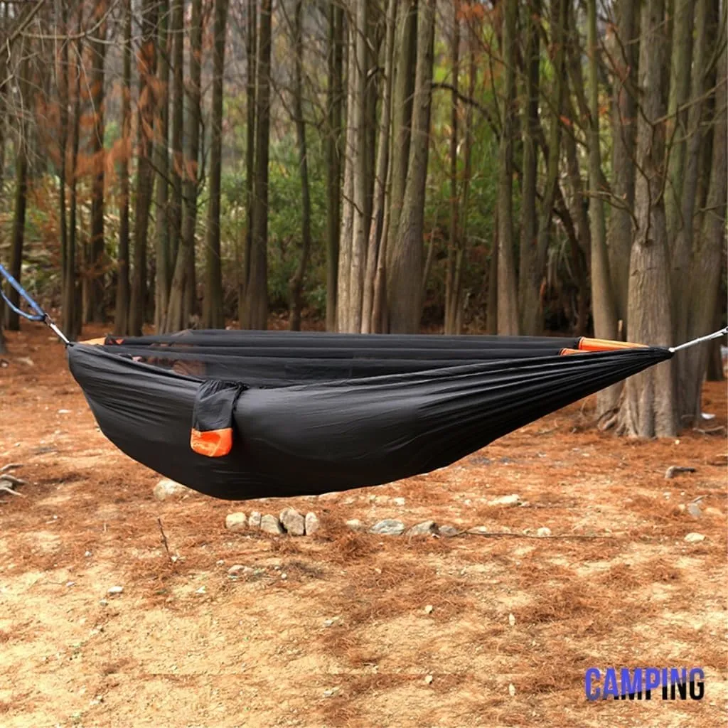 Hammocks Mosquito Net Hammock Outdoor Nylon Double Hammock Encrypted Mesh Automatic Quick-Open Mosquito Net Hammock Camping Hammocks(Orange)