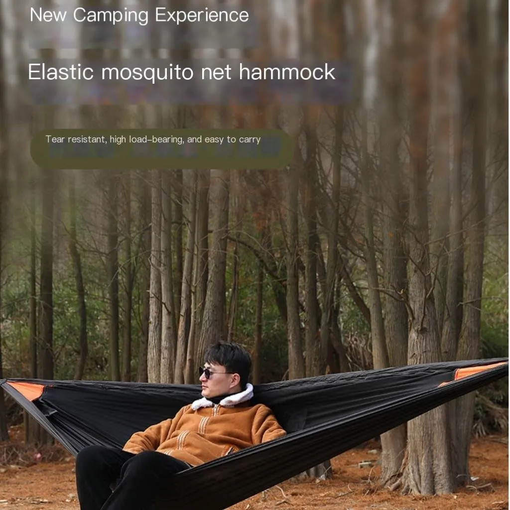 Hammocks Mosquito Net Hammock Outdoor Nylon Double Hammock Encrypted Mesh Automatic Quick-Open Mosquito Net Hammock Camping Hammocks(Orange)