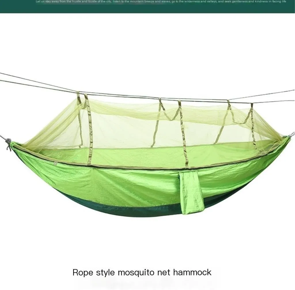 Hammocks Outdoor Parachute Wholesale Hammock with Mosquito Net Anti-Mosquito Nylon Single Double Camping Hammock Camping Hammocks(Green)