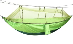 Hammocks Outdoor Parachute Wholesale Hammock with Mosquito Net Anti-Mosquito Nylon Single Double Camping Hammock Camping Hammocks(Green)