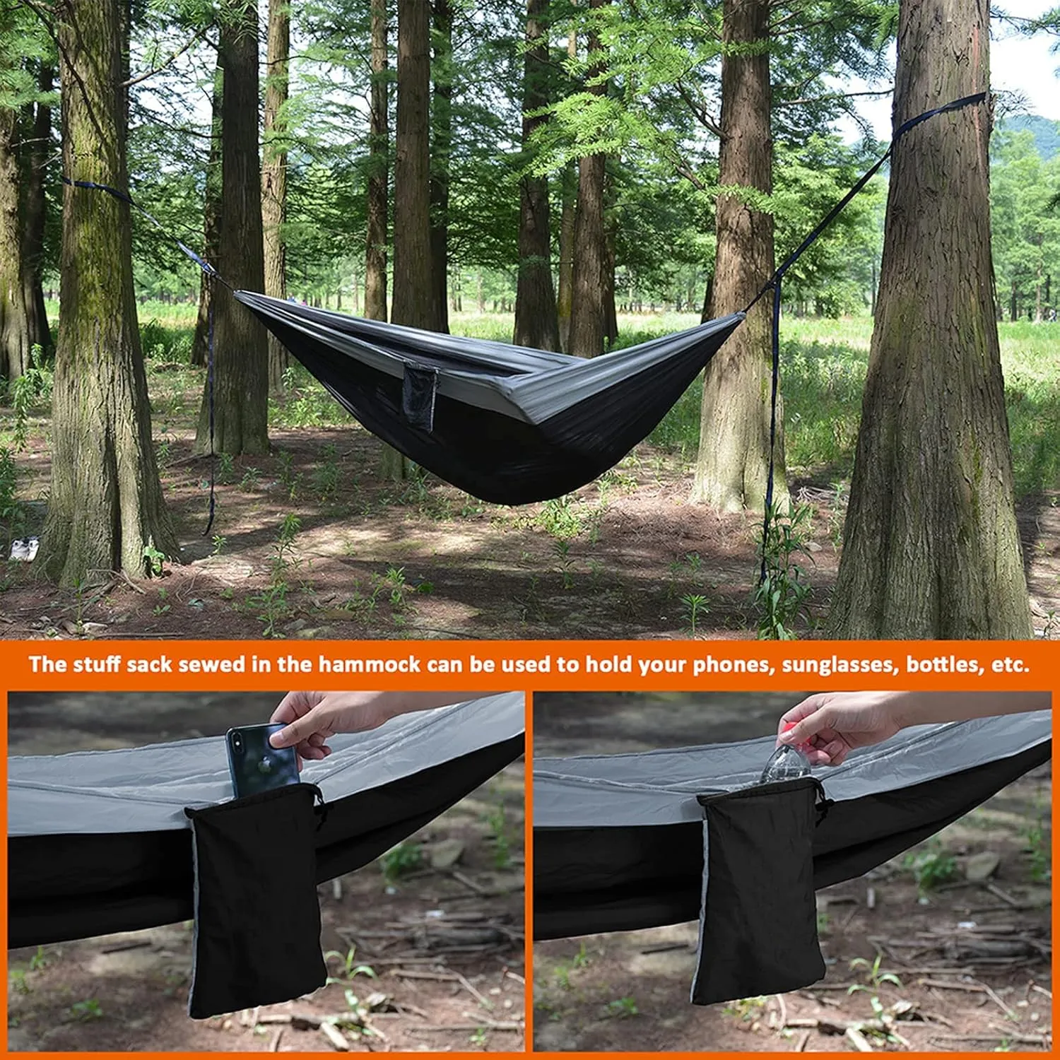 Hammocks Parachute Portable Hammock Lightweight Camping Hammock Double Nylon Hammock with 2 Tree Straps Swing for Backpacking Outdoor Outdoor Hammock