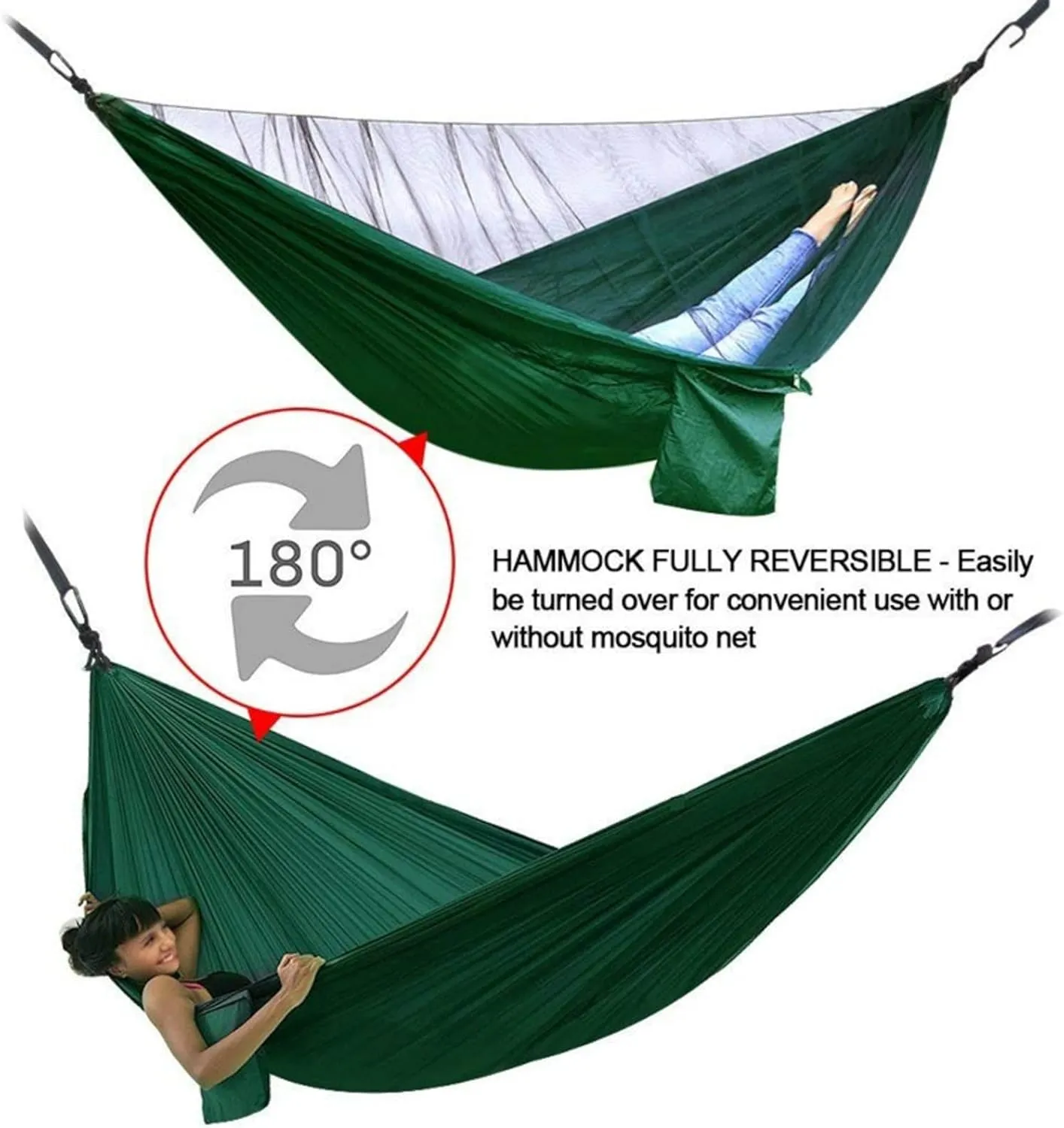 Hammocks Portable Hammock Outdoors Double Camping Hammocks with Mosquito Net Lightweight Parachute Nylon Hammock for Backpacking Hiking Outdoor Hammock