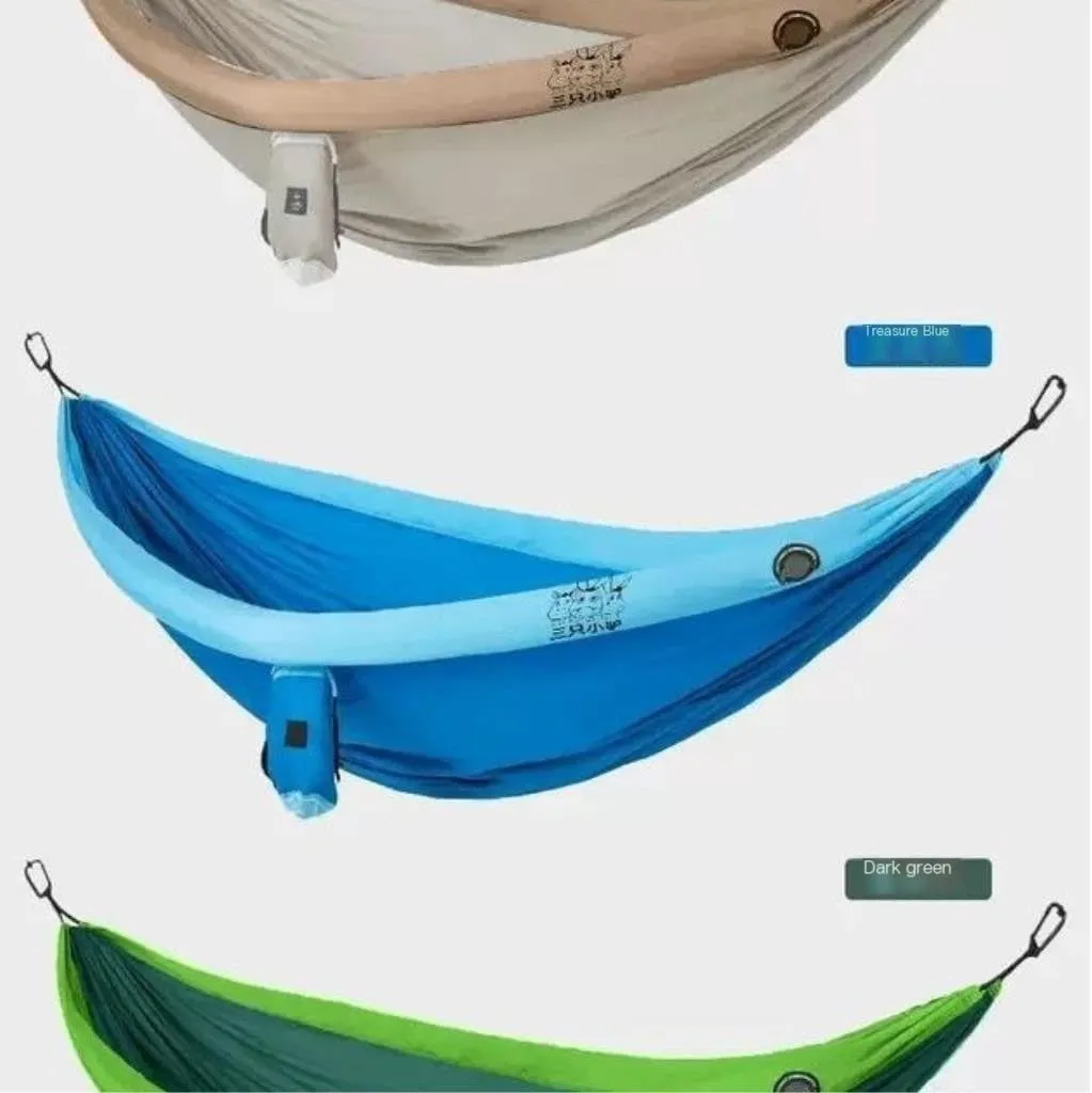 Hamock Double Inflatable Hammock Outdoor Swing Anti-Rollover Outdoor Camping Outdoor Mosquito-Proof and Durable Hanmock(Green,B)