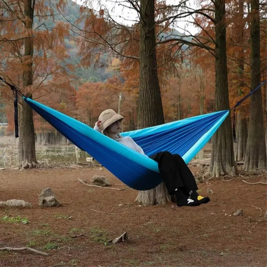 Hamock Double Inflatable Hammock Outdoor Swing Anti-Rollover Outdoor Camping Outdoor Mosquito-Proof and Durable Hanmock(Green,B)