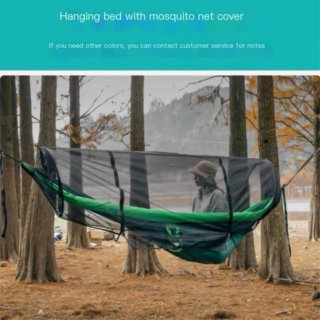 Hamock Double Inflatable Hammock Outdoor Swing Anti-Rollover Outdoor Camping Outdoor Mosquito-Proof and Durable Hanmock(Green,B)