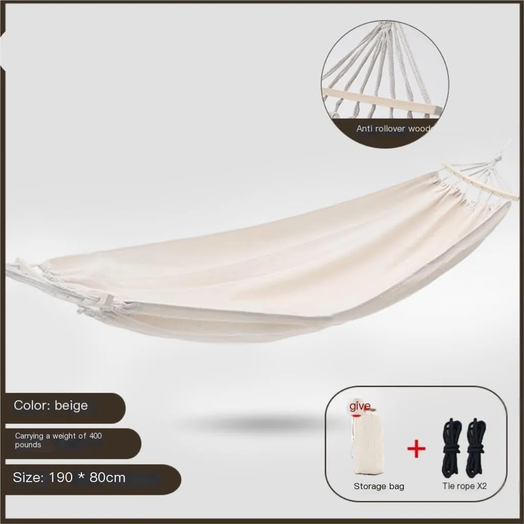 Hamock Hammock Outdoor Camping Swing Camping Single Double Adult Sleeping Anti-Rollover Thickened Hanging Chair Hanmock(White,Small)