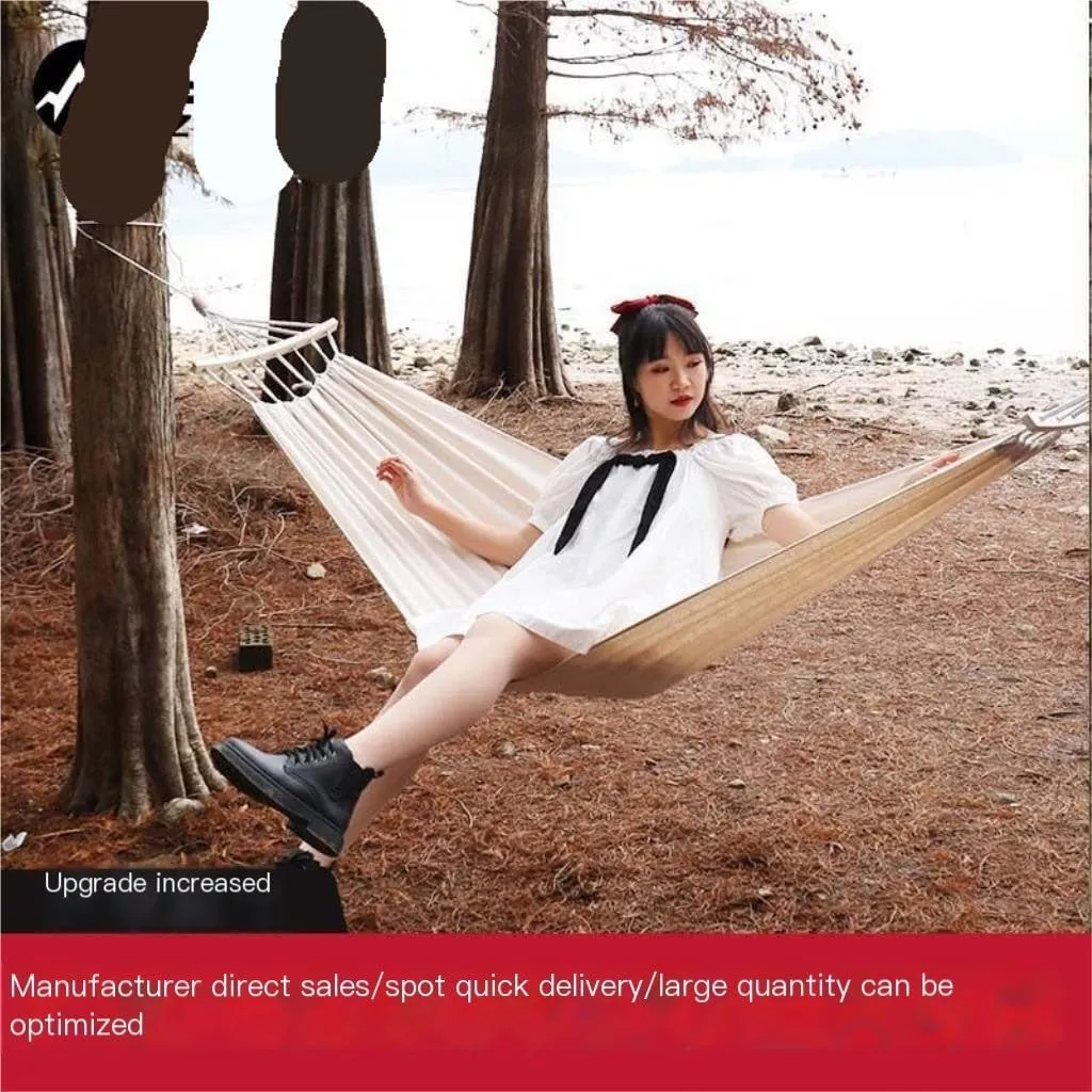 Hamock Hammock Outdoor Camping Swing Camping Single Double Adult Sleeping Anti-Rollover Thickened Hanging Chair Hanmock(White,Small)