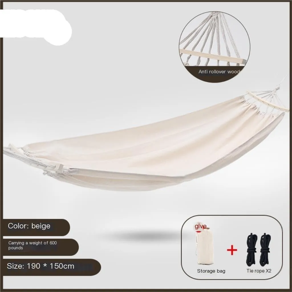Hamock Hammock Outdoor Camping Swing Camping Single Double Adult Sleeping Anti-Rollover Thickened Hanging Chair Hanmock(White,Small)