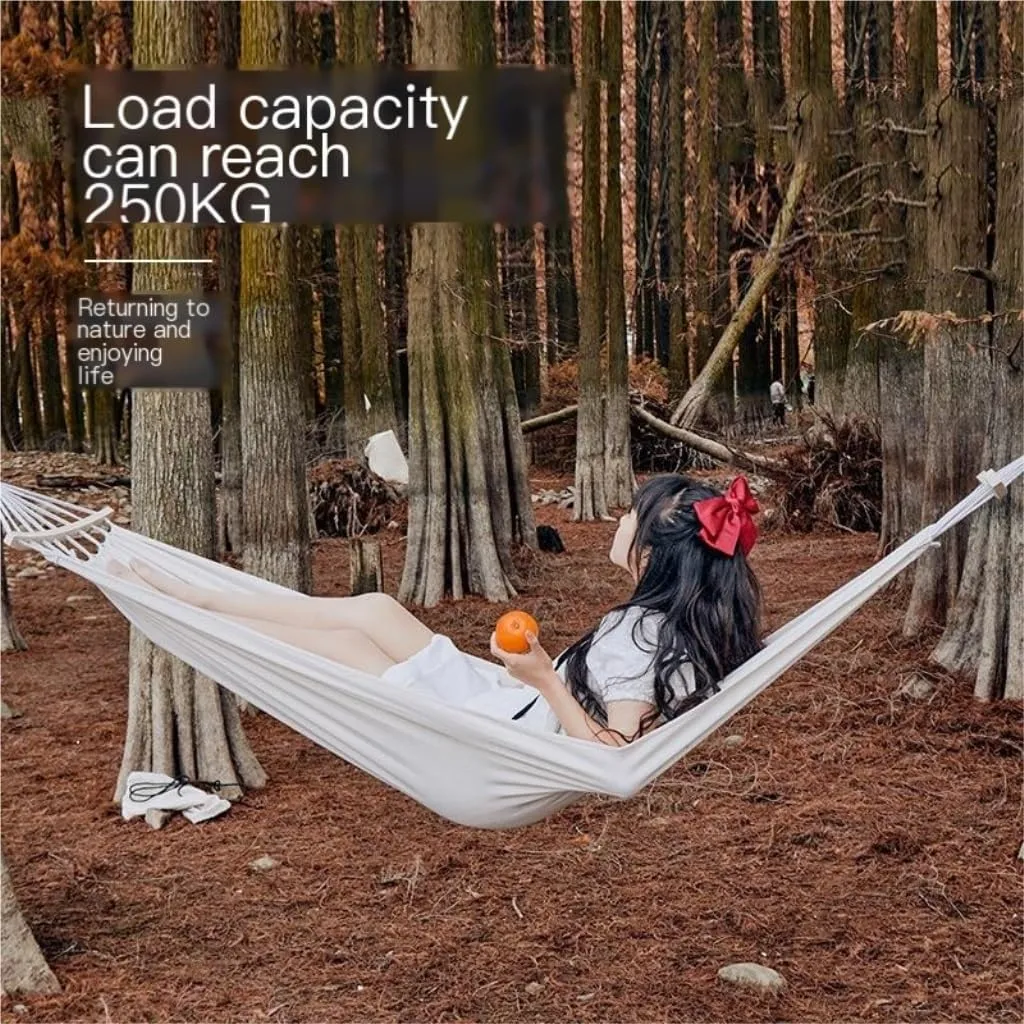 Hamock Hammock Outdoor Camping Swing Camping Single Double Adult Sleeping Anti-Rollover Thickened Hanging Chair Hanmock(White,Small)