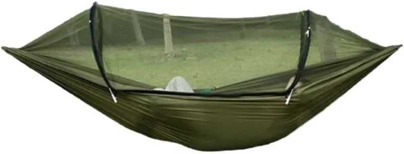 Hamock Outdoor Anti-Mosquito Hammock Automatic Quick Opening with Mosquito Net Parachute Cloth Single Double Hanmock(B)