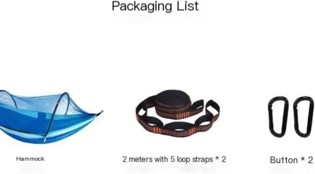 Hamock Outdoor Anti-Mosquito Hammock Automatic Quick Opening with Mosquito Net Parachute Cloth Single Double Hanmock(B)