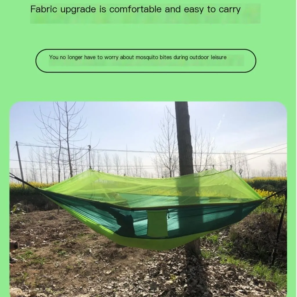 Hamock Outdoor Anti-Mosquito Hammock Automatic Quick Opening with Mosquito Net Parachute Cloth Single Double Hanmock(Blue,B)