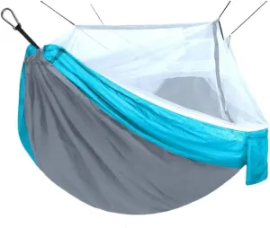 Hamock Outdoor Anti-Mosquito Hammock Automatic Quick Opening with Mosquito Net Parachute Cloth Single Double Hanmock(Blue,B)