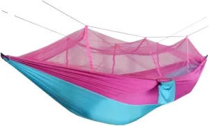 Hamock Outdoor Camping Outdoor Mosquito Net Hammock Double 210T Nylon Anti-Mosquito Parachute Cloth Air Camping Tent Hanmock(Pink)