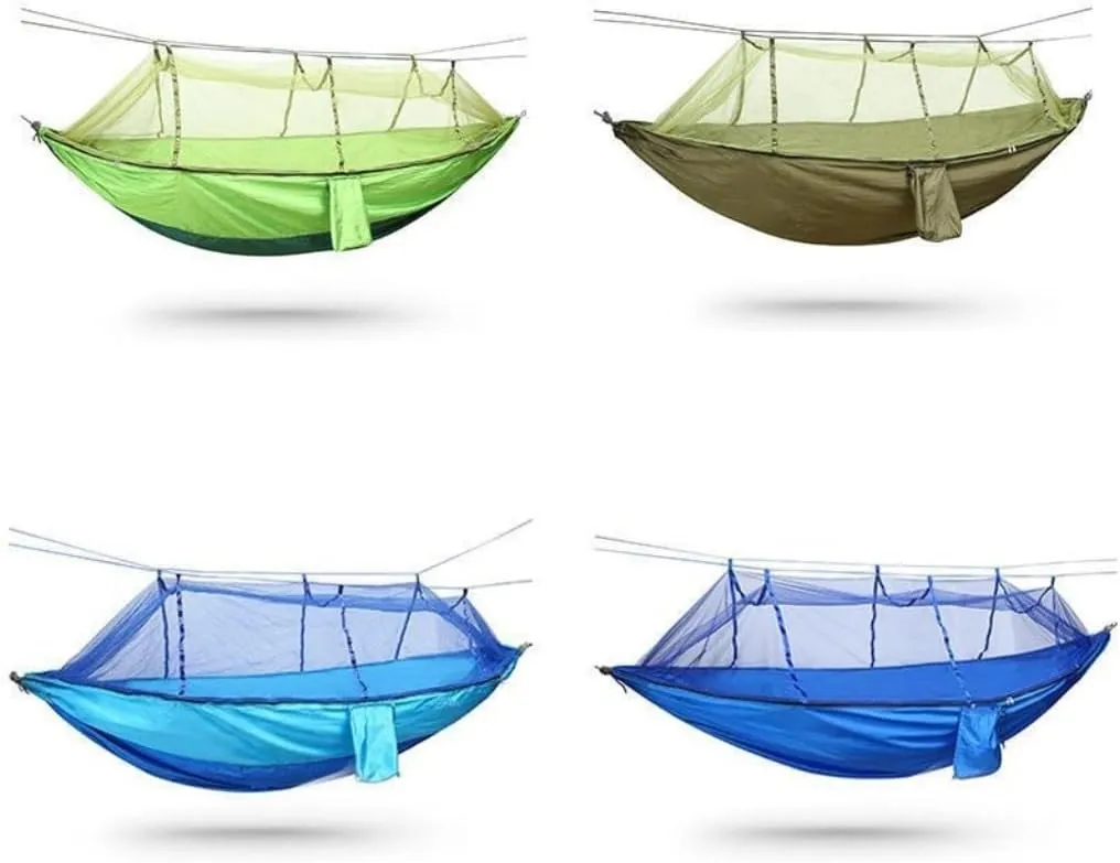 Hamock Outdoor Camping Parachute Hammock with Mosquito Net Anti-Mosquito Nylon Double Camping Portable Hammock Hanmock(Orange)