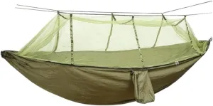 Hamock Outdoor Camping Parachute Hammock with Mosquito Net Anti-Mosquito Nylon Double Camping Portable Hammock Hanmock(Orange)