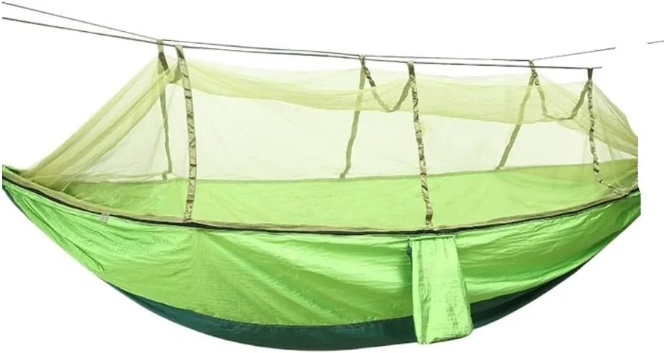 Hamock Outdoor Camping Parachute Hammock with Mosquito Net Anti-Mosquito Nylon Double Camping Portable Hammock Hanmock(Orange)