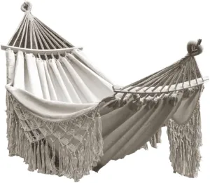Hamock Outdoor Hammock Sheet Double Camping Hammock Swing Spring Outing Camping Anti-Rollover Canvas Hanging Basket Hanmock(White)