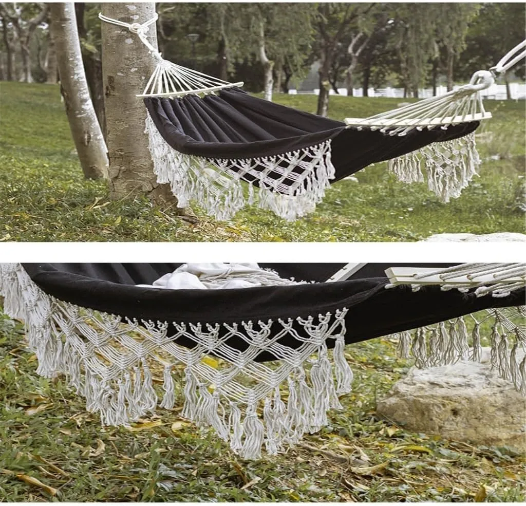 Hamock Outdoor Hammock Sheet Double Camping Hammock Swing Spring Outing Camping Anti-Rollover Canvas Hanging Basket Hanmock(White)