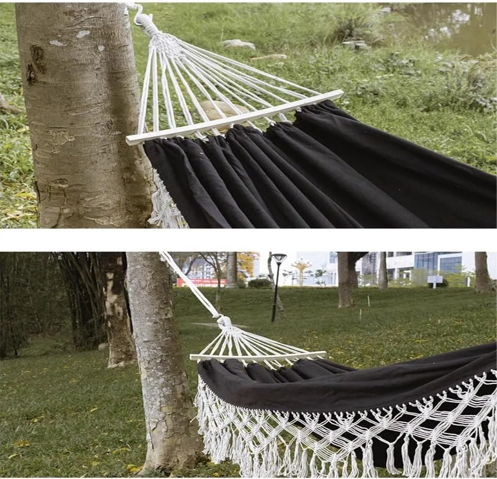 Hamock Outdoor Hammock Sheet Double Camping Hammock Swing Spring Outing Camping Anti-Rollover Canvas Hanging Basket Hanmock(White)