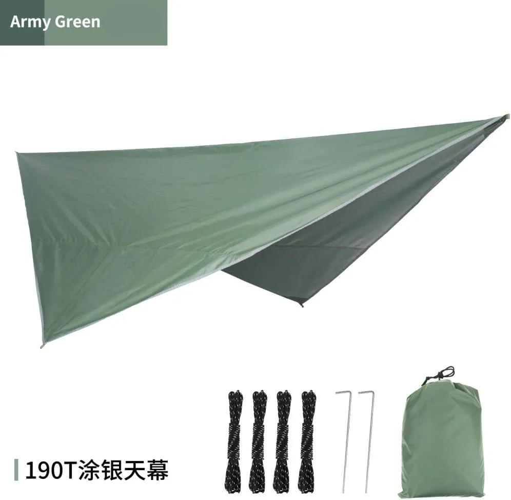 Hamock Outdoor Mosquito Net Hammock Canopy Set Outdoor Camping Quick-Open Hammock Plus Rainproof Sunshade Canopy Hanmock(E)