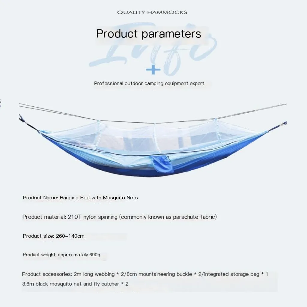 Hamock Outdoor Portable Camping Single Double Mosquito Net Hammock Anti-Mosquito Camping Mesh Mosquito Net Hammock Hanmock(B)