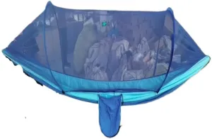 Hamock Outdoor Supplies Parachute Hammock with Mosquito Net Anti-Mosquito Nylon Single and Double Camping Hammock Hanmock(Blue)