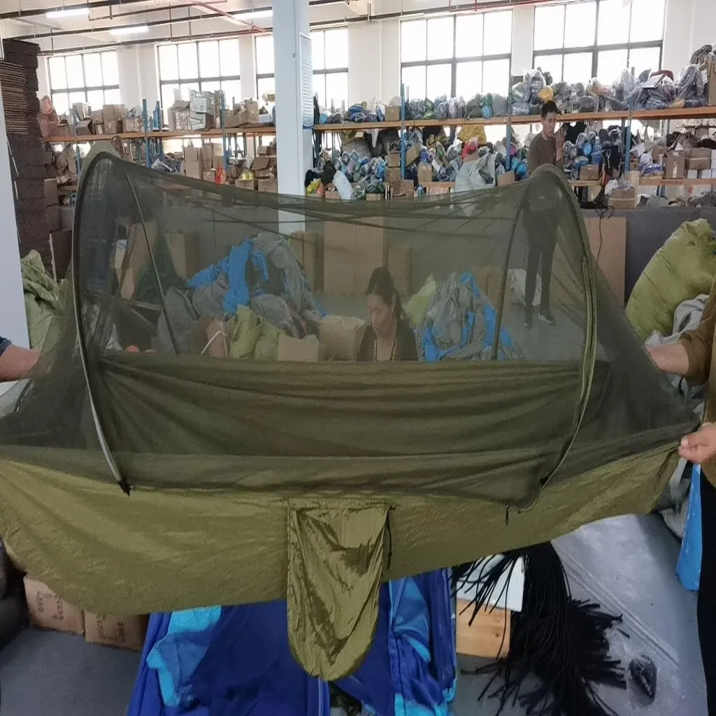Hamock Outdoor Supplies Parachute Hammock with Mosquito Net Anti-Mosquito Nylon Single and Double Camping Hammock Hanmock(Blue)