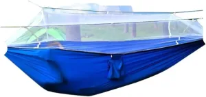 Hamock Quick-Open Mosquito Net Hammock Outdoor Anti-Rollover Single and Double Outdoor Camping Anti-Mosquito Hanmock(Blue)