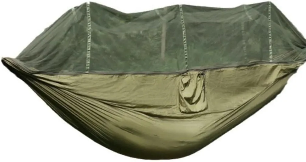 Hamock Quick-Open Mosquito Net Hammock Outdoor Anti-Rollover Single and Double Outdoor Camping Anti-Mosquito Hanmock(Blue)