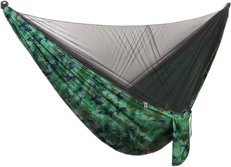 Hamock Quick-Release Hammock with Mosquito Net Hanging Sheet Double Parachute Cloth Anti-Rollover Camping Hammock Hanmock(E)