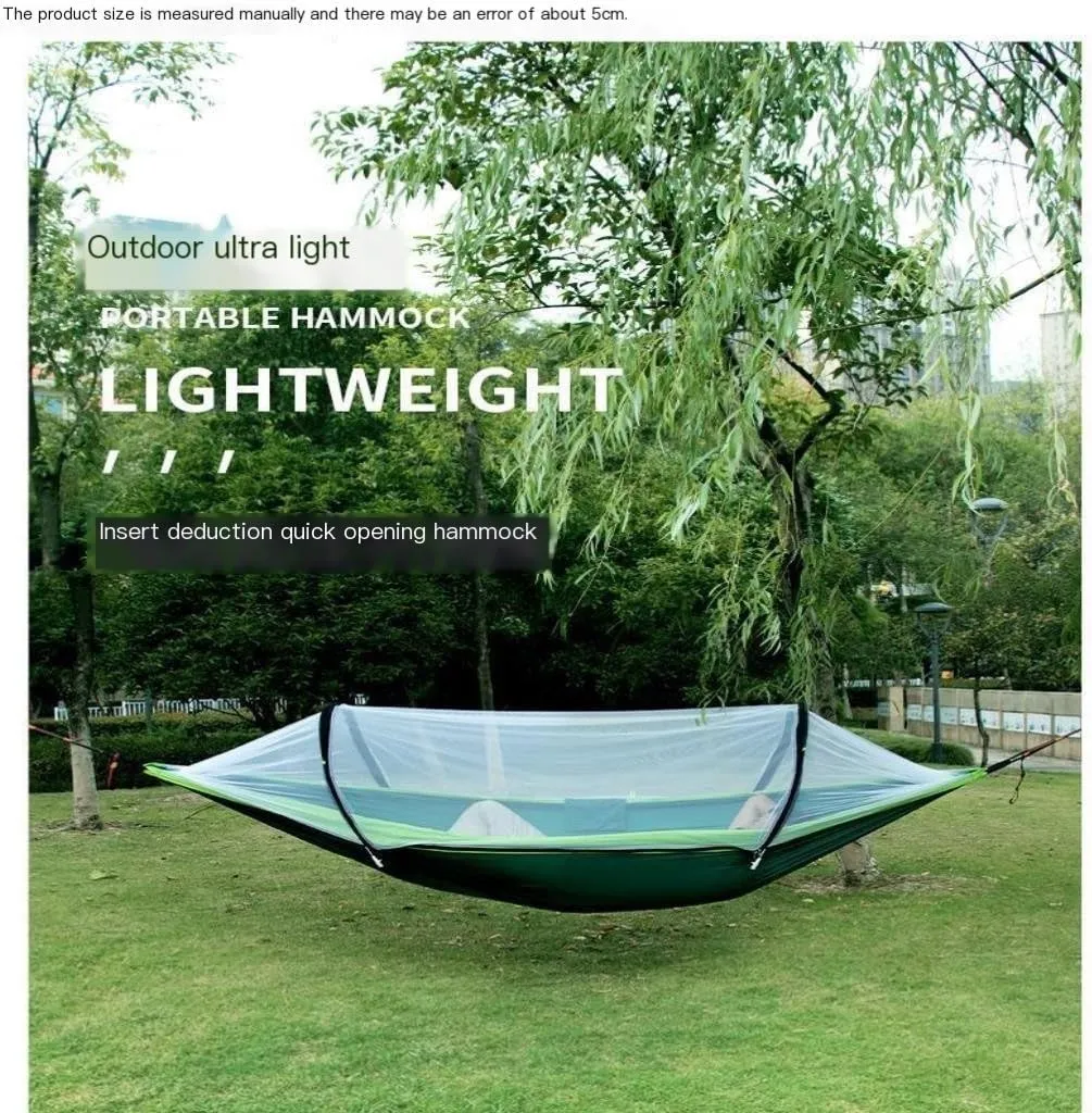 Hamock Quick-Release Hammock with Mosquito Net Hanging Sheet Double Parachute Cloth Anti-Rollover Camping Hammock Hanmock(Pink)
