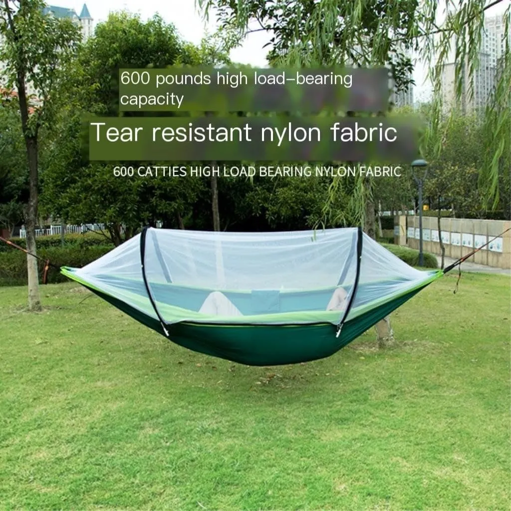 Hamock Quick-Release Hammock with Mosquito Net Hanging Sheet Double Parachute Cloth Anti-Rollover Camping Hammock Hanmock(Pink)