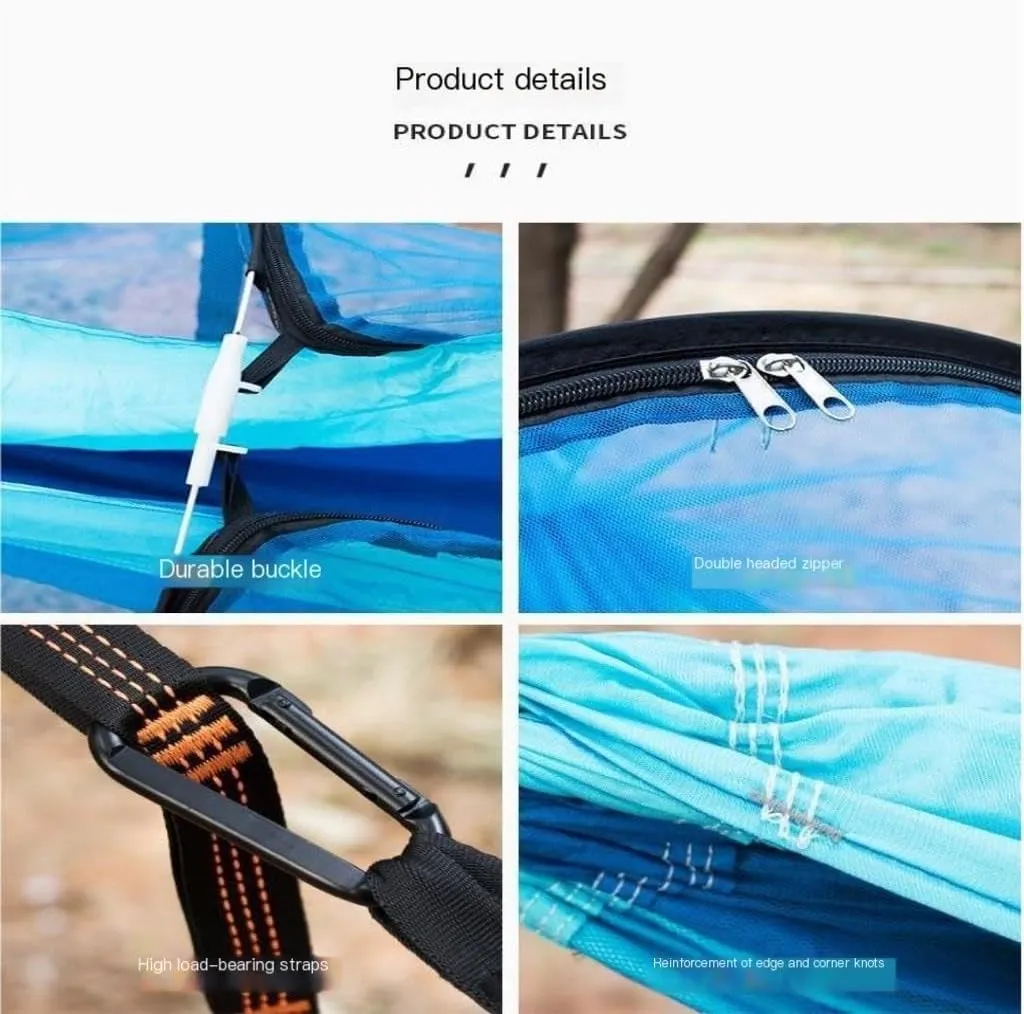 Hamock Quick-Release Hammock with Mosquito Net Hanging Sheet Double Parachute Cloth Anti-Rollover Camping Hammock Hanmock(Pink)