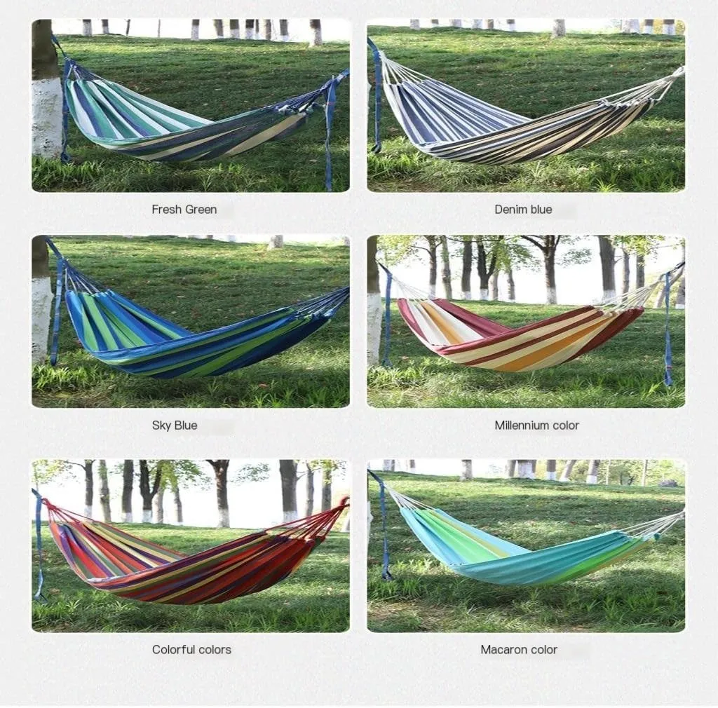 Hamock Thickened Cotton Canvas Camping Hammock Sheets Double Hammock Outdoor Camping Swing Dormitory Hanging Chair Hanmock(B)