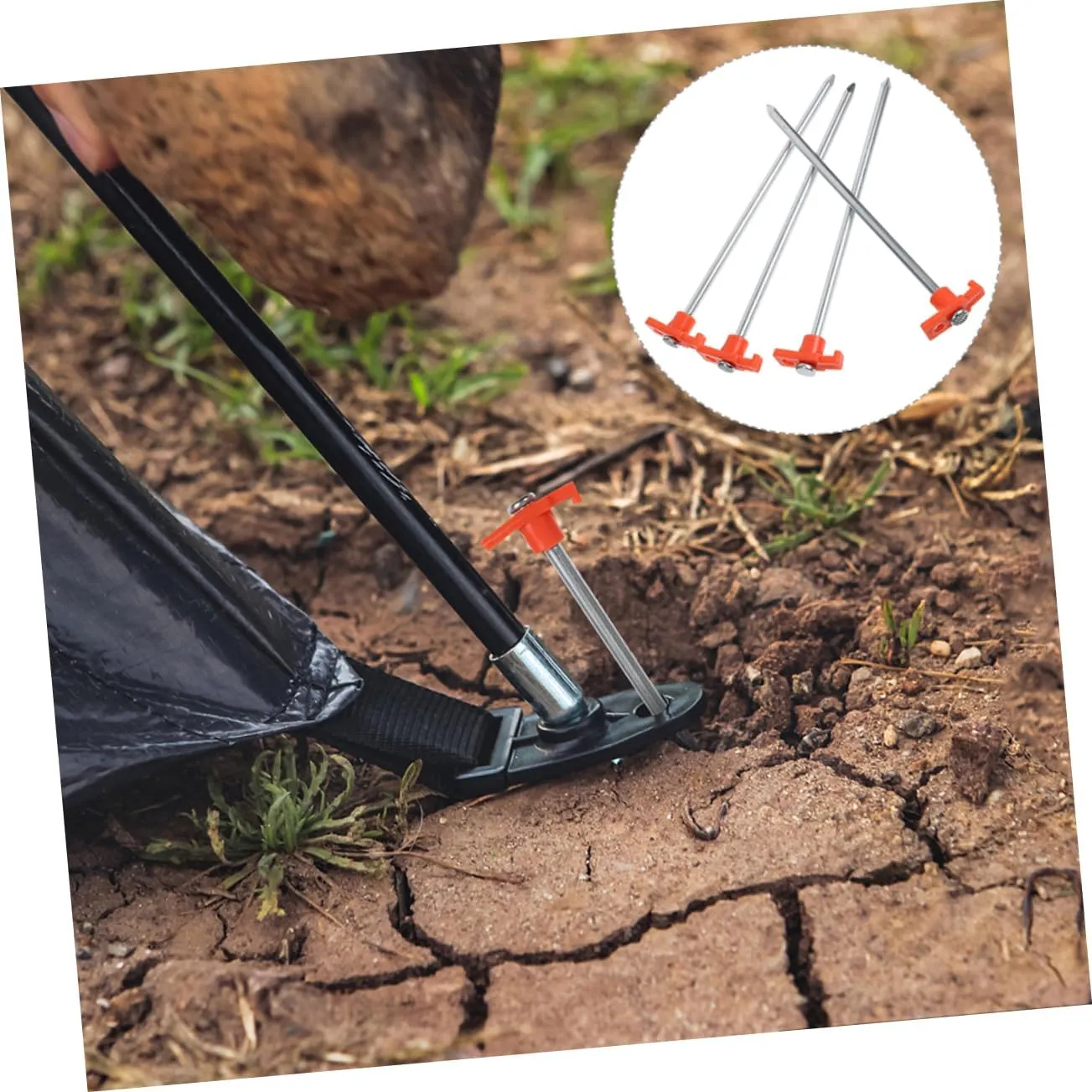Happyyami 6pcs Heavy Duty Tent Stakes Camping Tent Pegs Support Easy to Use Ground Anchors for Tarp and Canopy Lightweight Design for Resistance