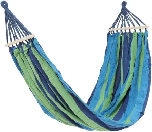 Happyyami Rainbow Canvas Hammock Portable Double Person Parachute Swing Bed with Rollover Wooden Stick for Camping Travel Lightweight Easy Setup Blue