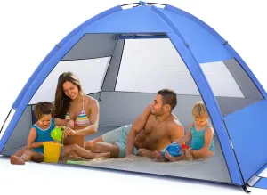 Happyyami Tent for Camping Popup Beach Tent Family Sun Shelter Family for 4/5 People with UPF 50  UV Protection Sun Shade Summer Vacation Travel Beach Essentials
