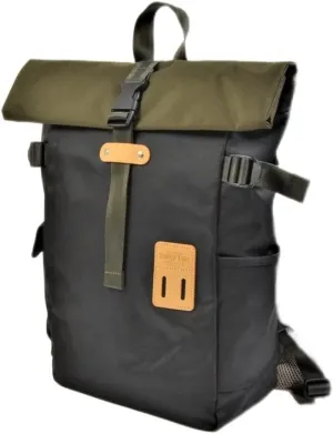 Harvest Label 2-Tone Rolltop Backpack - Black Olive Outdoor Daypack Everyday Office Workout Gym, HFC-9031-BOL-P
