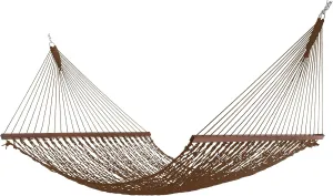 Hatteras Hammocks Deluxe Antique Brown Duracord Rope Hammock with Free Extension Chains & Tree Hooks, Handcrafted in The USA, 450 LB Weight Capacity, 13 ft. x 60 in