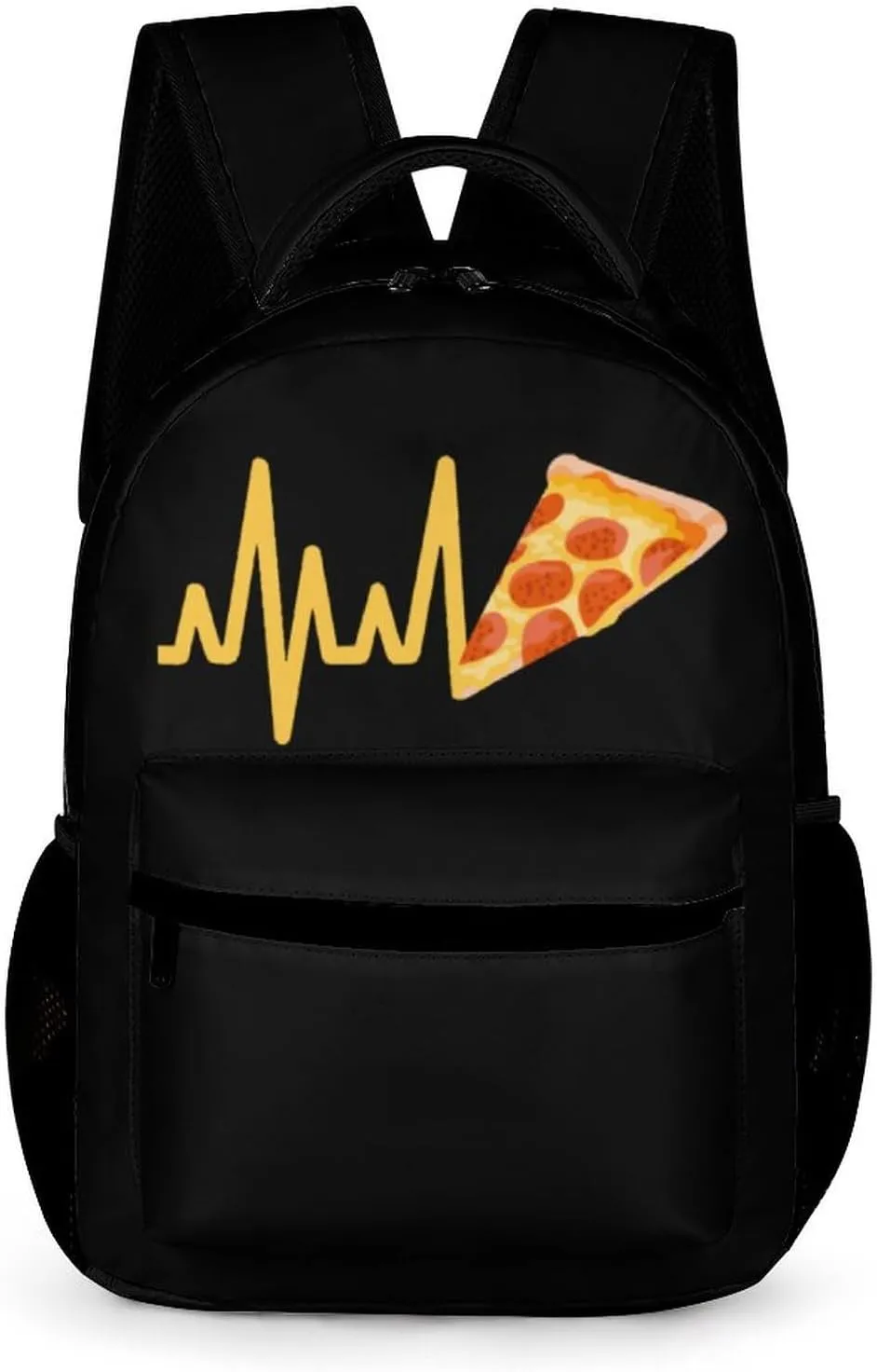 Heartbeat Pizza Unisex Backpack Casual Daypacks Quality Shoulders Bag for Camping Hiking Travel Gear