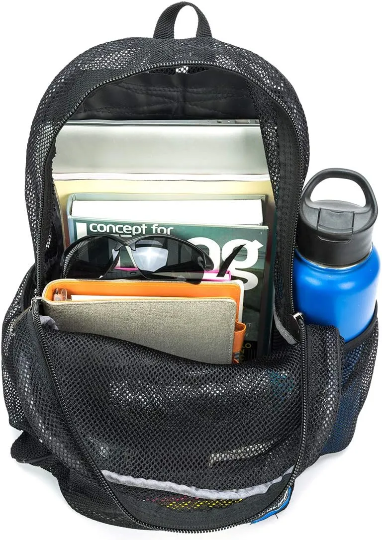 Heavy Duty Classic Student Mesh Backpack | Padded Straps | Black