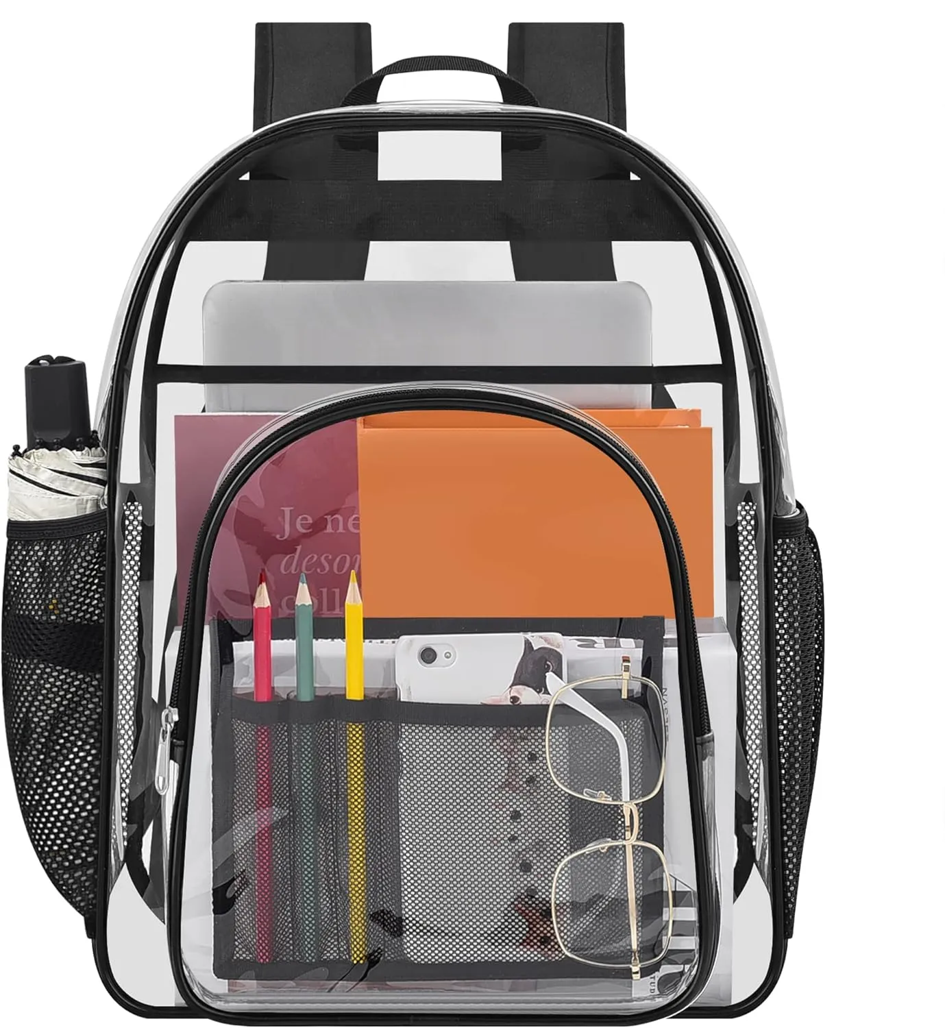 Heavy Duty Clear Backpacks for School,Clear Bookbag PVC See Through Backpack for Boys Girls College Work