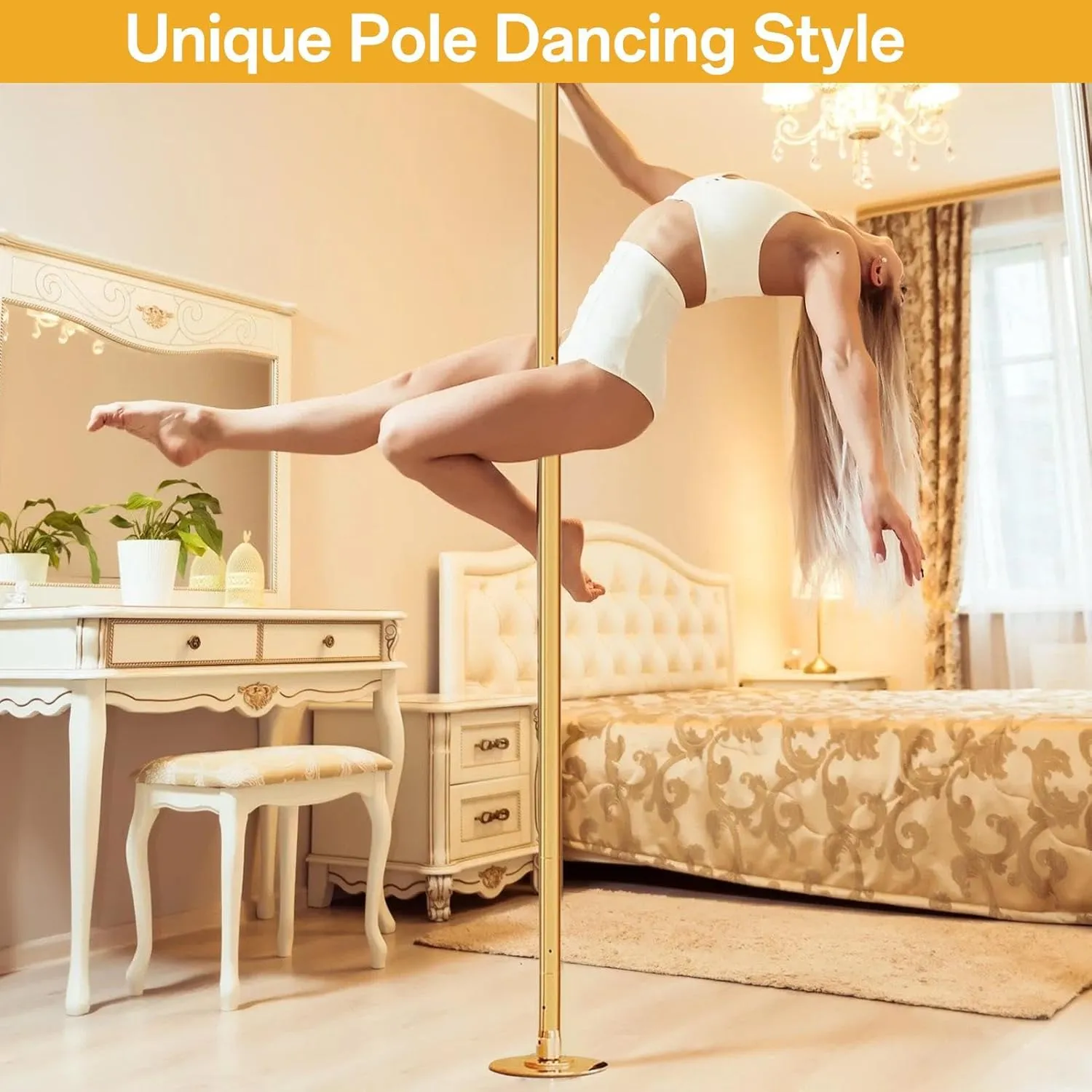 Heavy-Duty Professional Spinnings & Static Dancing Pole,45mm Portable Removable Dance Pole for Home Fitness,Stripper Pole Adjustable Height(88"-108"),Holds 330 Lbs,with Tools