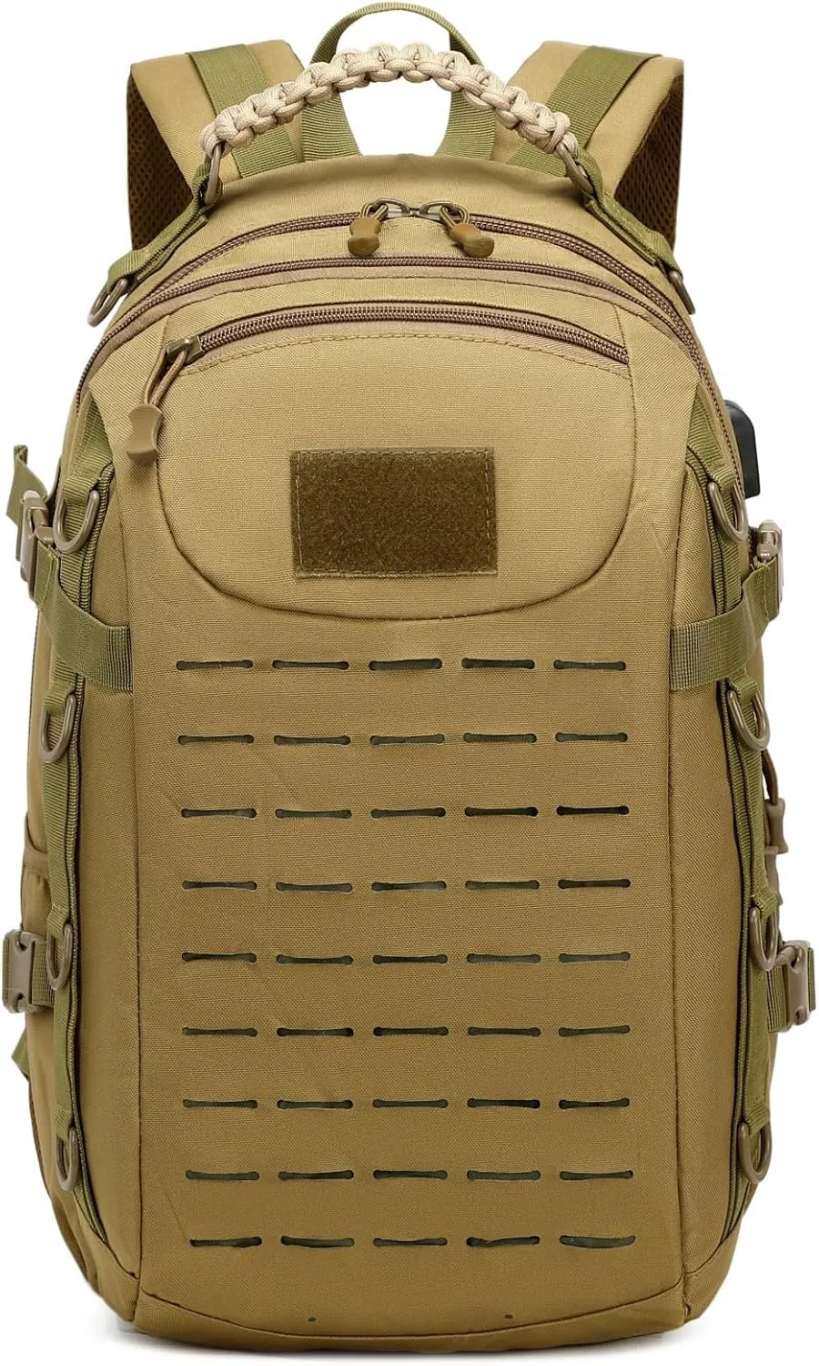 Heavy duty zipper military backpack Outdoor Tactical Backpack，Nylon canvas Knapsack，hiking camping travel Backpack， 3-day backpack，water resistantt (01#khaki)