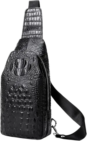 Hebetag Leather Sling Bag Crossbody Backpack for Men Women Travel Outdoor Sports