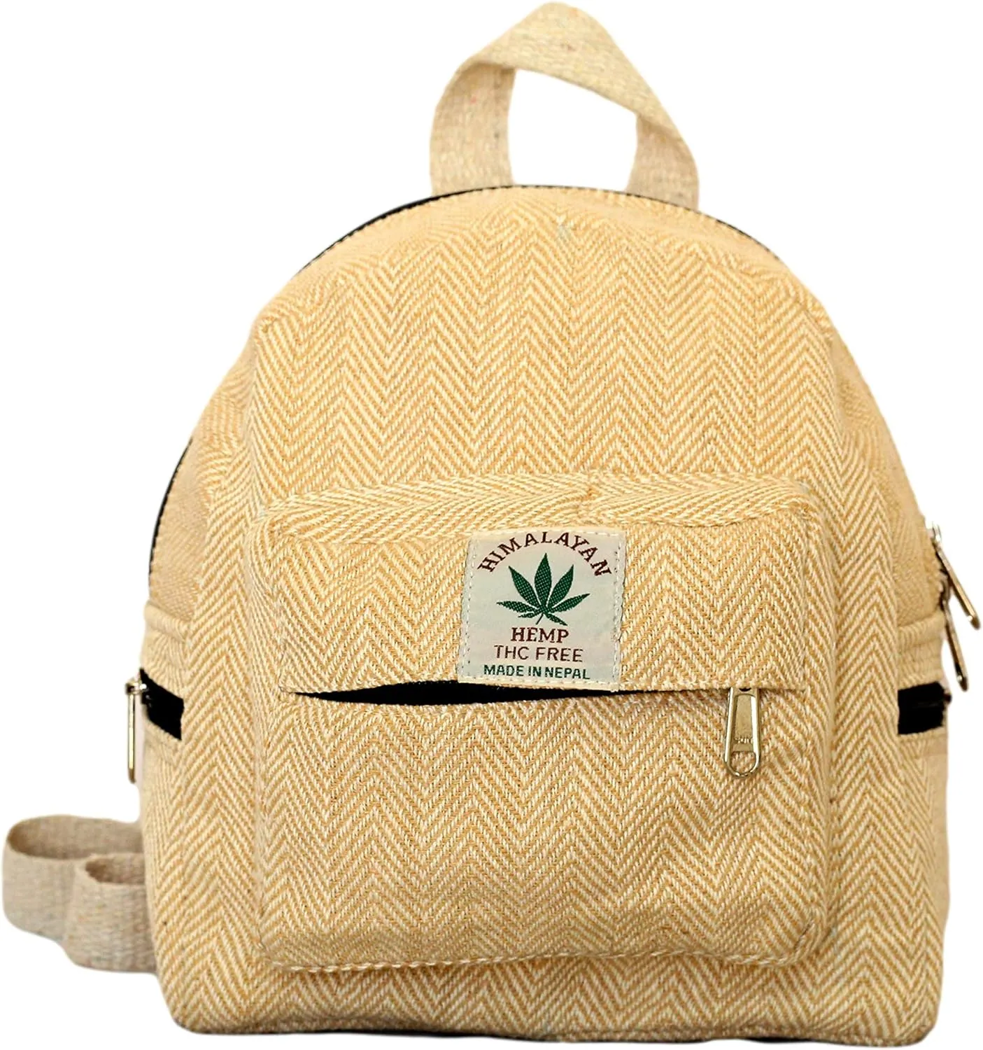 Hemp Mini Backpack for women Adjustable shoulder strap Mini Bag Washable Lightweight Casual Daypack (Beige)