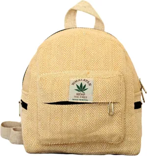 Hemp Mini Backpack for women Adjustable shoulder strap Mini Bag Washable Lightweight Casual Daypack (Beige)