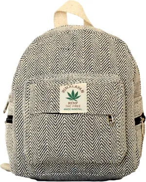 Hemp Mini Backpack for women Adjustable shoulder strap Mini Bag Washable Lightweight Casual Daypack (Grey)