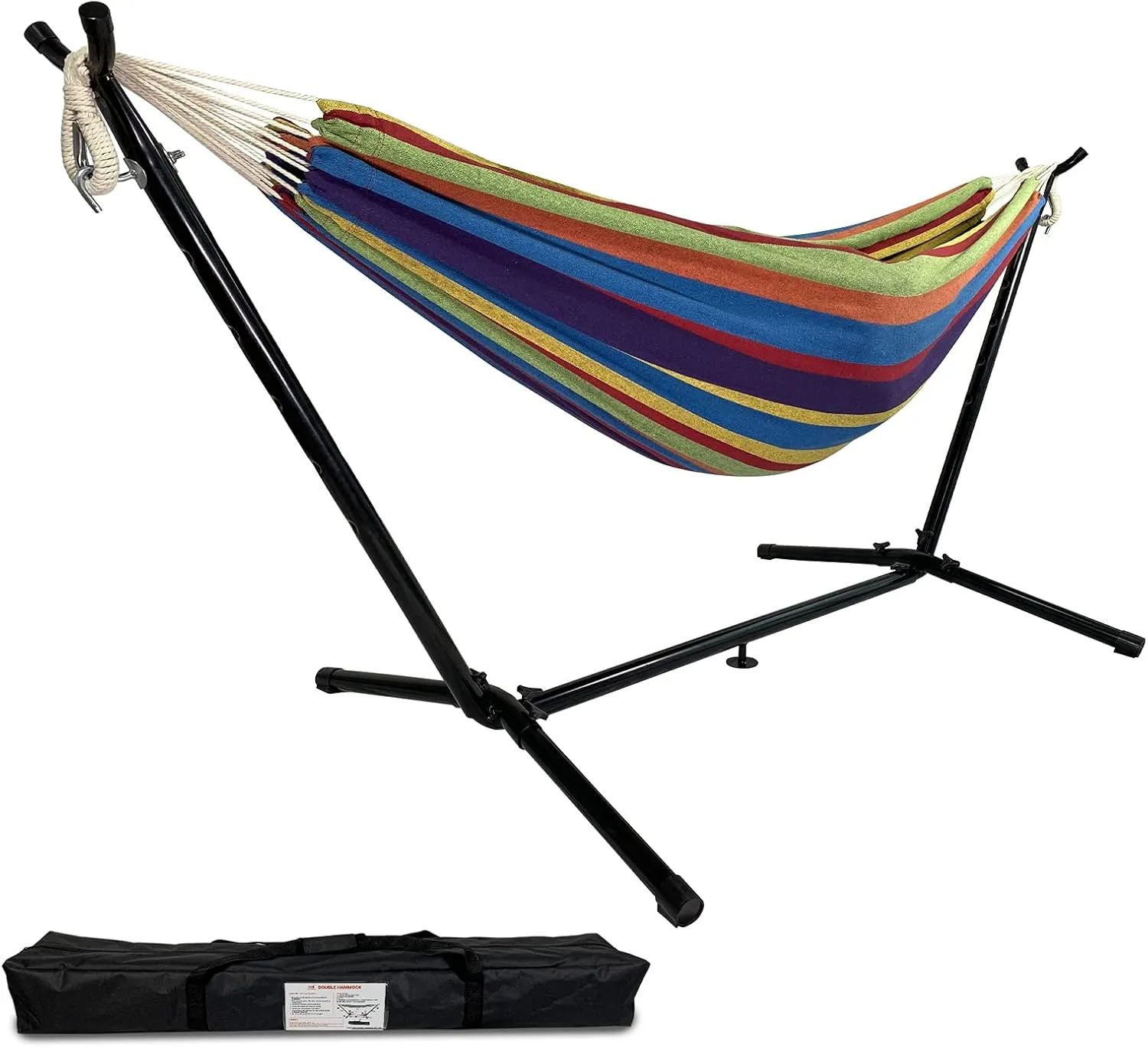 Highwild Double Hammock with Steel Stand - Max 600 Lbs (B- Blue/Purple)